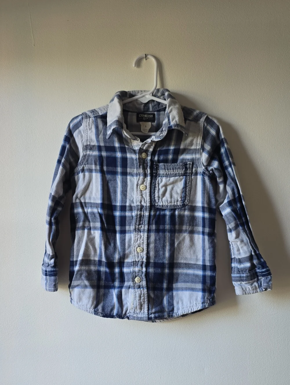 OshKosh B'gosh Blue and White Plaid Button-Down Shirt